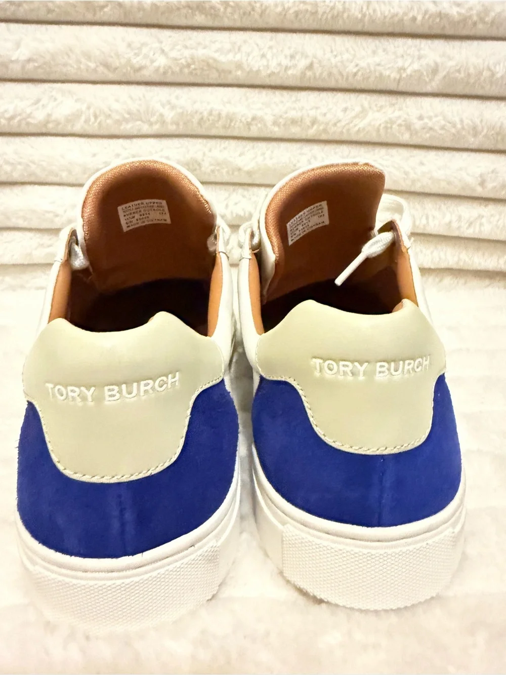 Tory Burch Cream & Tan Leather Suede Sneakers
